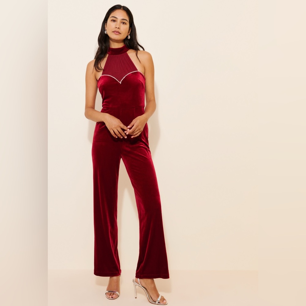 Saylor Mirela Red Velvet Jumpsuit